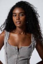 Washed Grey - Washed Square Neck Twill Top - 2