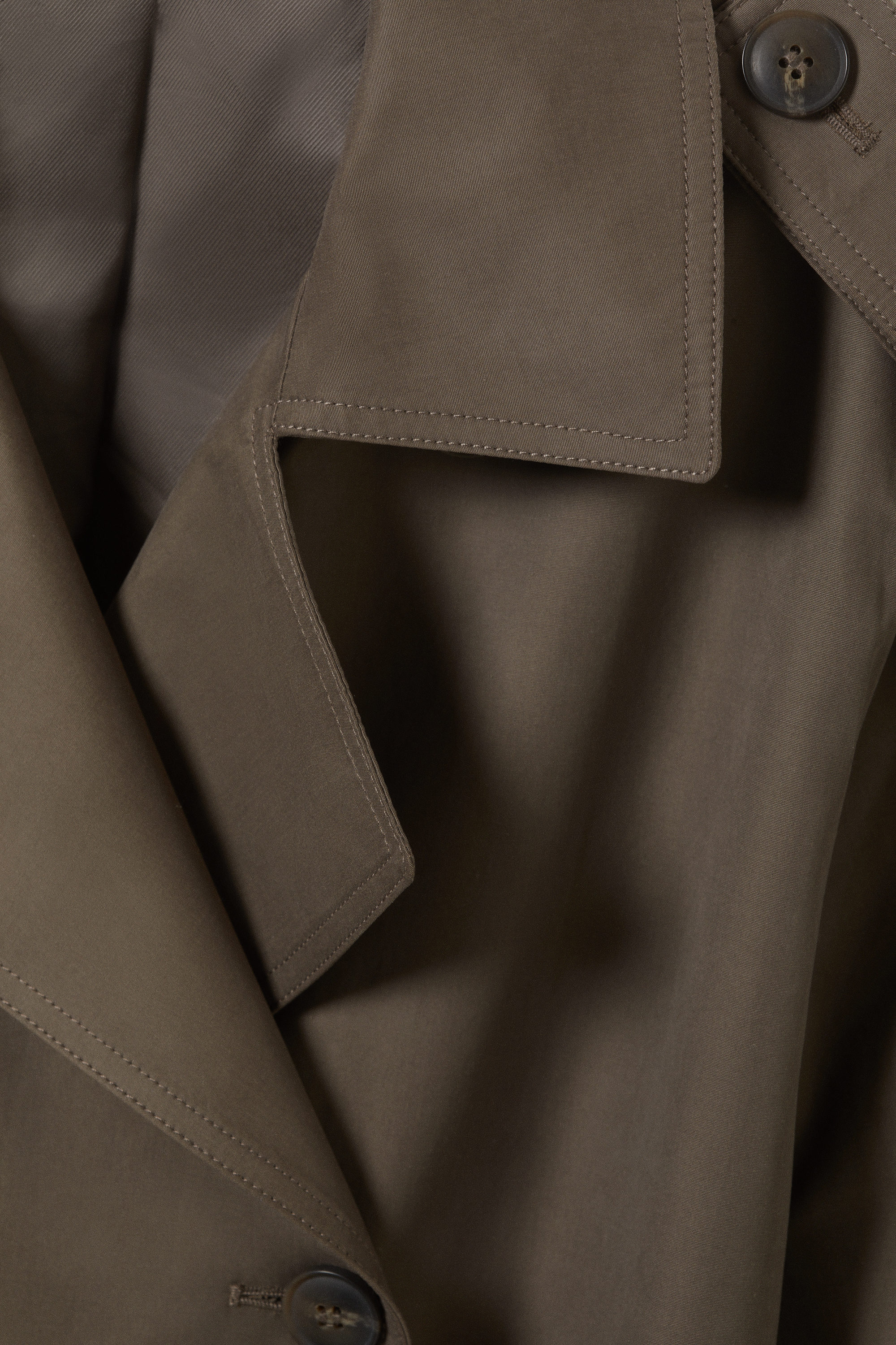 Dark Mole - Oversized Double-Breasted Canvas Trench Coat - 5