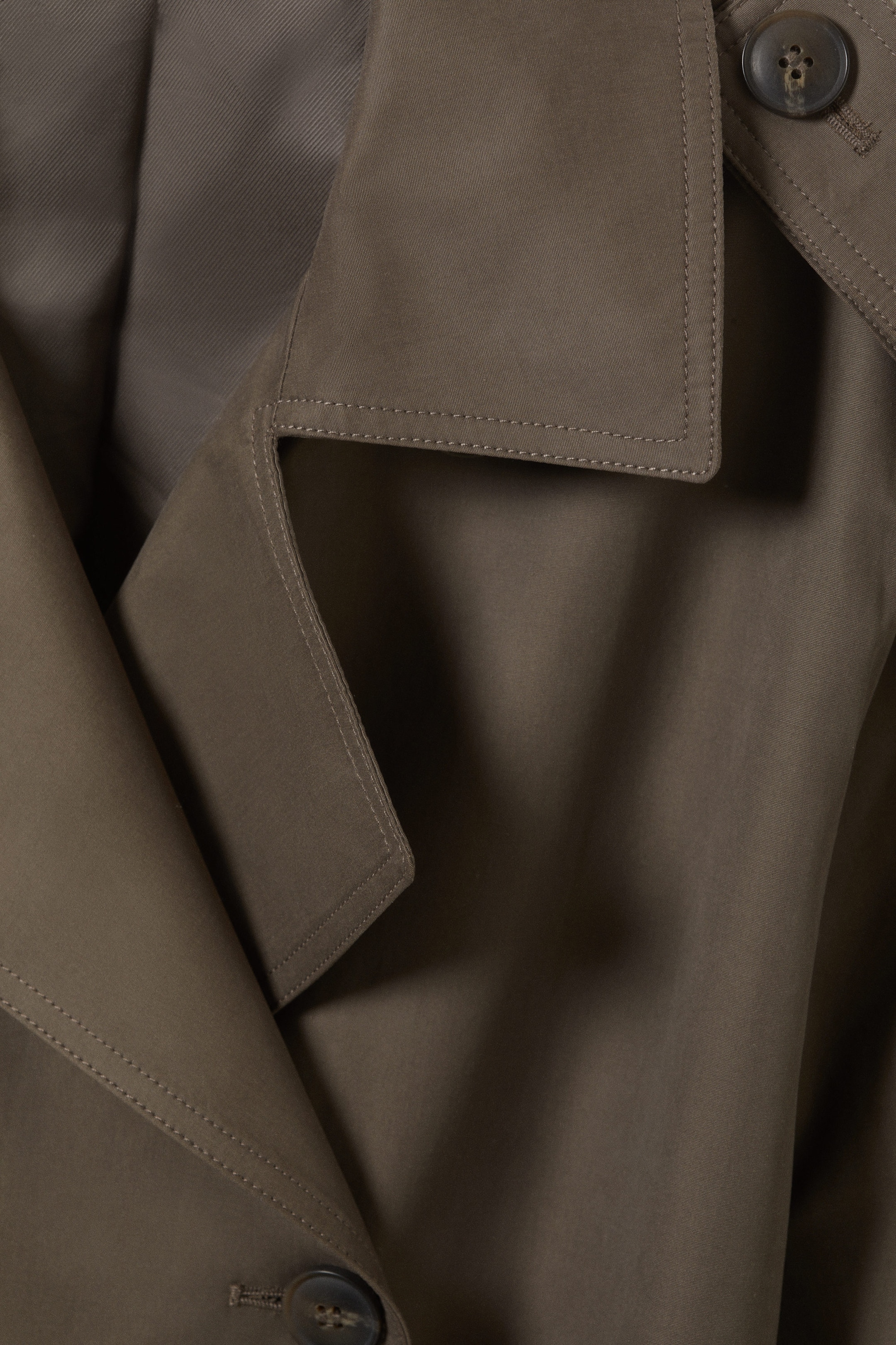 Dark Mole - Oversized Double-Breasted Canvas Trench Coat - 1