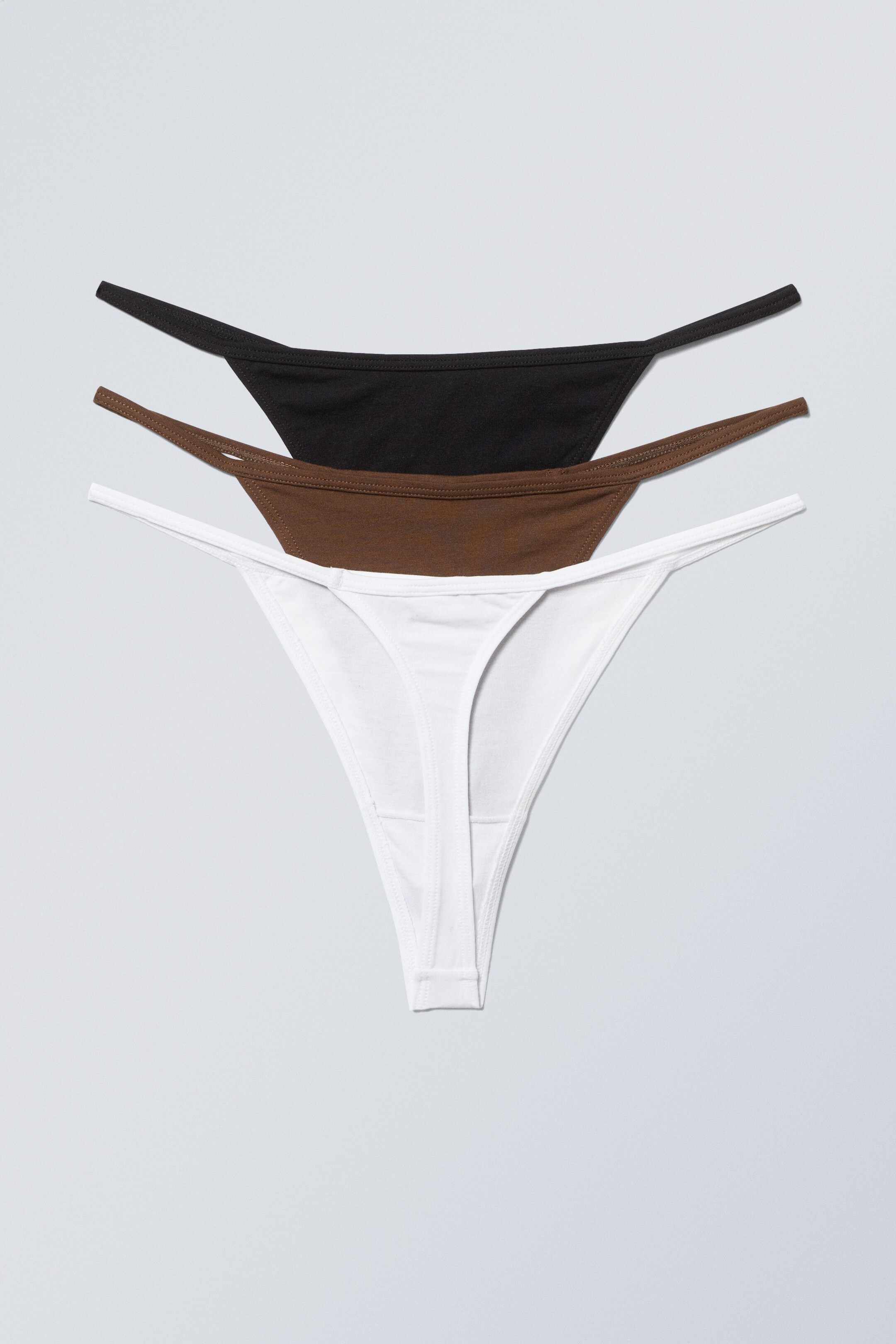 Dunkelbraun/Weiß/Schwarz - Baumwoll-Tangas Alex 3er-Pack - 1