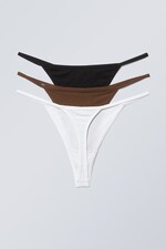 Dunkelbraun/Weiß/Schwarz - Baumwoll-Tangas Alex 3er-Pack - 1