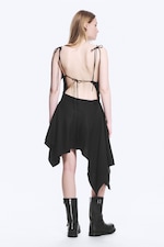 Black - Asymmetric Sleeveless Cowl-Neck Midi Dress - 2