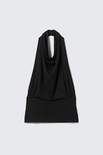 Black - Draped Halter Top - 0
