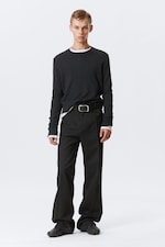 Black Pinstripe - Relaxed Pinstriped Suiting Trousers - 0