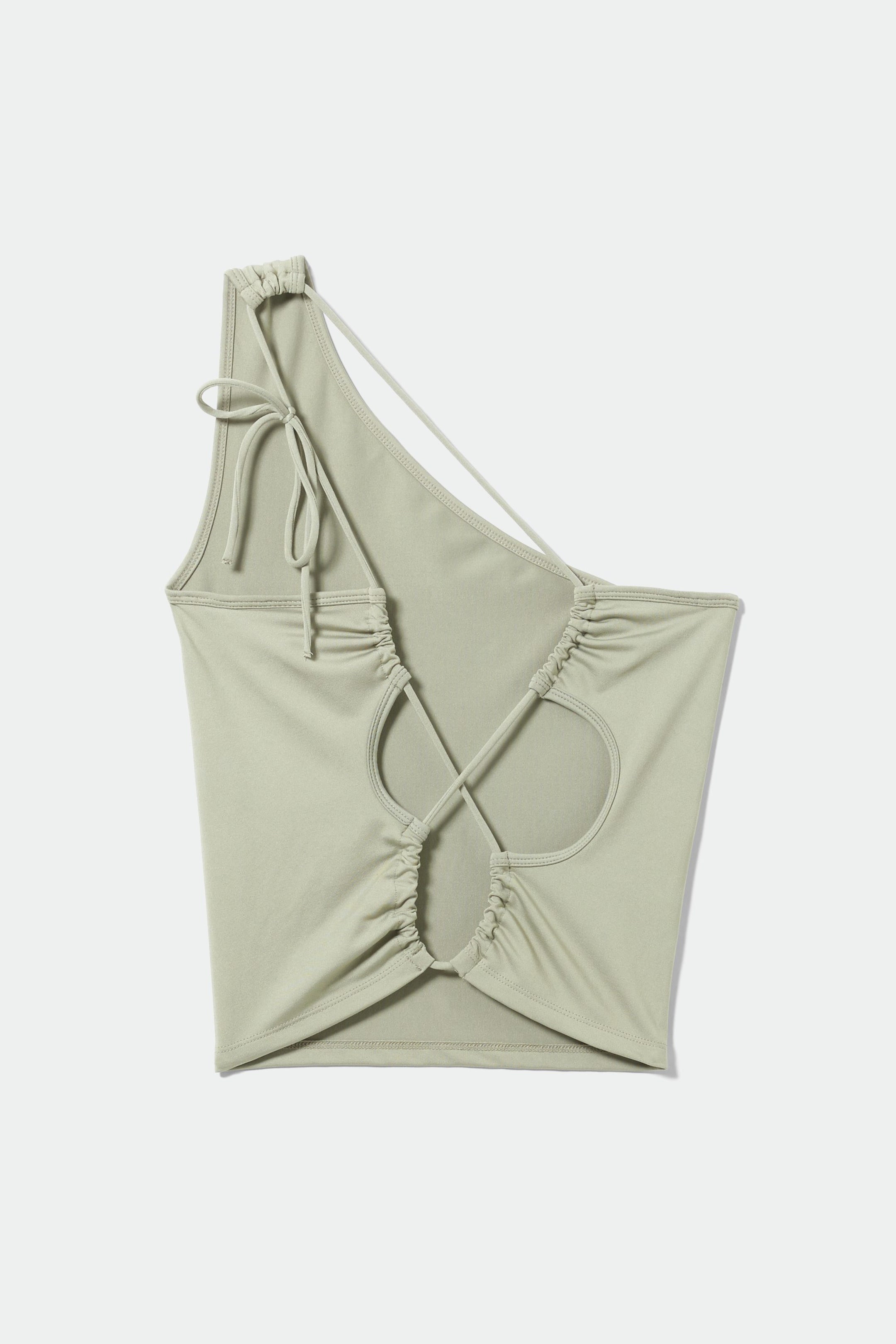 Oud kakigroen - Y2K one-shouldertop - 1