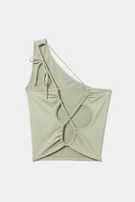 Oud kakigroen - Y2K one-shouldertop - 1