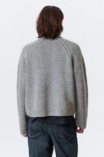 Gris clair bicolore - Pull bicolore en laine mélangée tricotée - 3