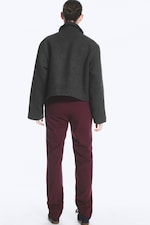 Dark Grey Melange - Cropped Boxy Zip Jacket - 3