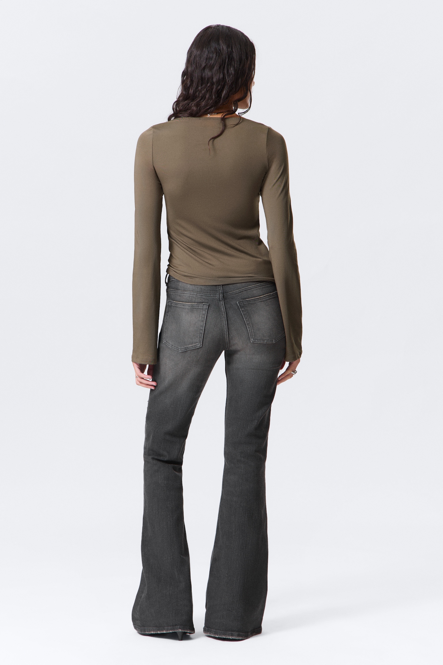 Annie Long-Sleeved Boat-Neck Top - Dark Mole - 3