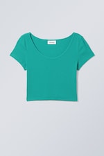 Green - Open Neck Crop Top - 0