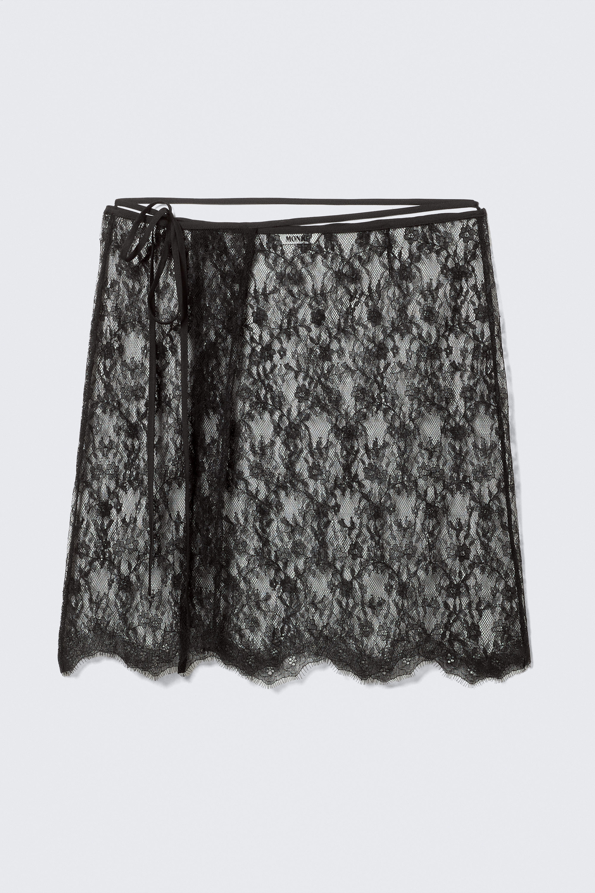 Black - Lace Wrap Midi Skirt - 1