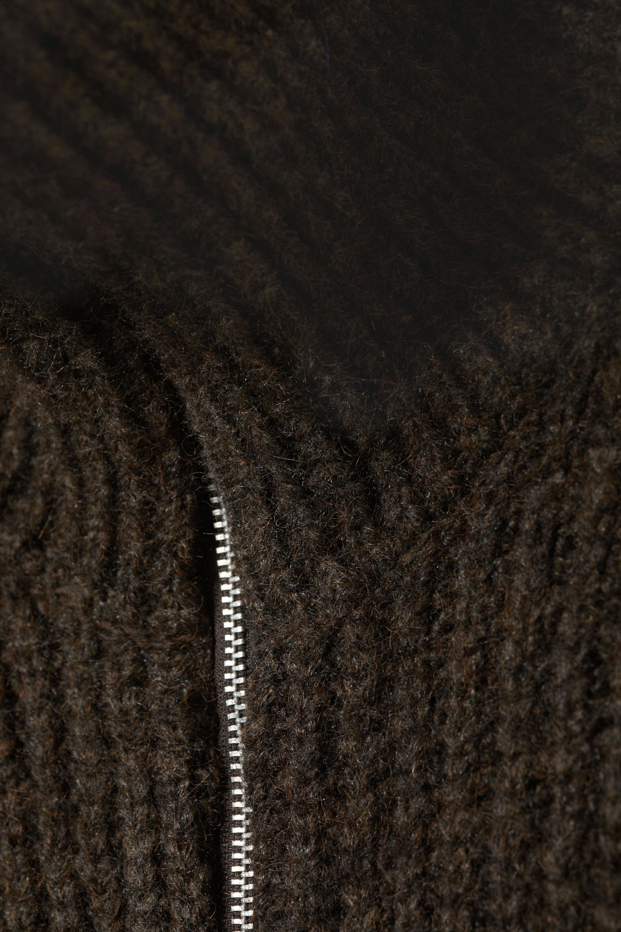 Dark Brown - Bea Zip Cardigan - 2