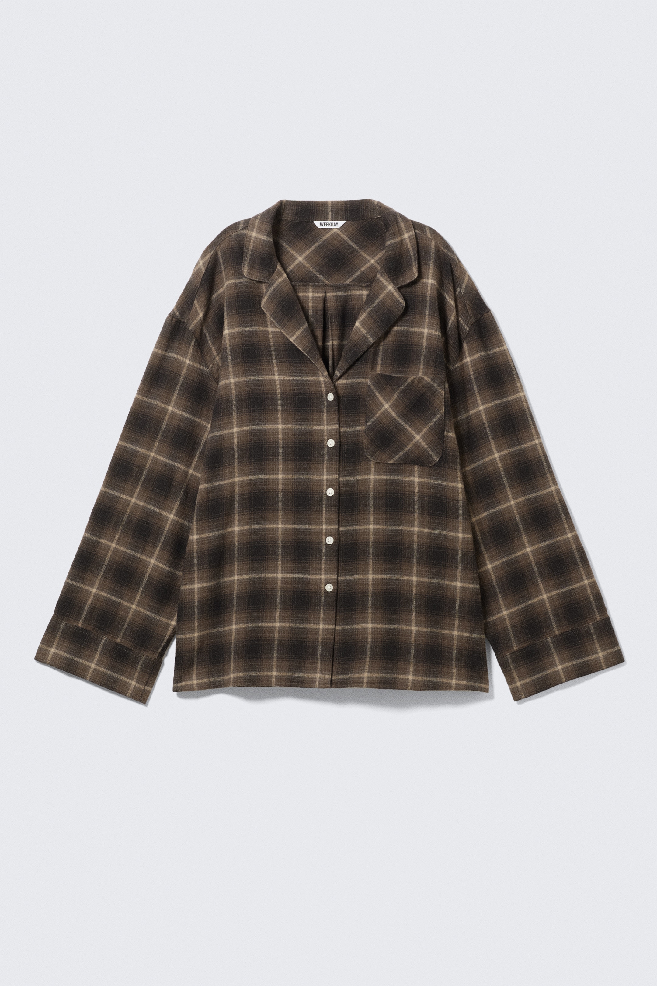 Ingrandisci l'immagine: Relaxed Flannel Pyjama Shirt - Checked Dark Brown - DONNA | H&M CH 2