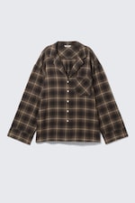 Donkerbruin geruit - Ruimvallend pyjamashirt van flanel - 4