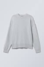 Light Dusty Blue - Knitted Oversized Boxy Cotton Sweater - 4