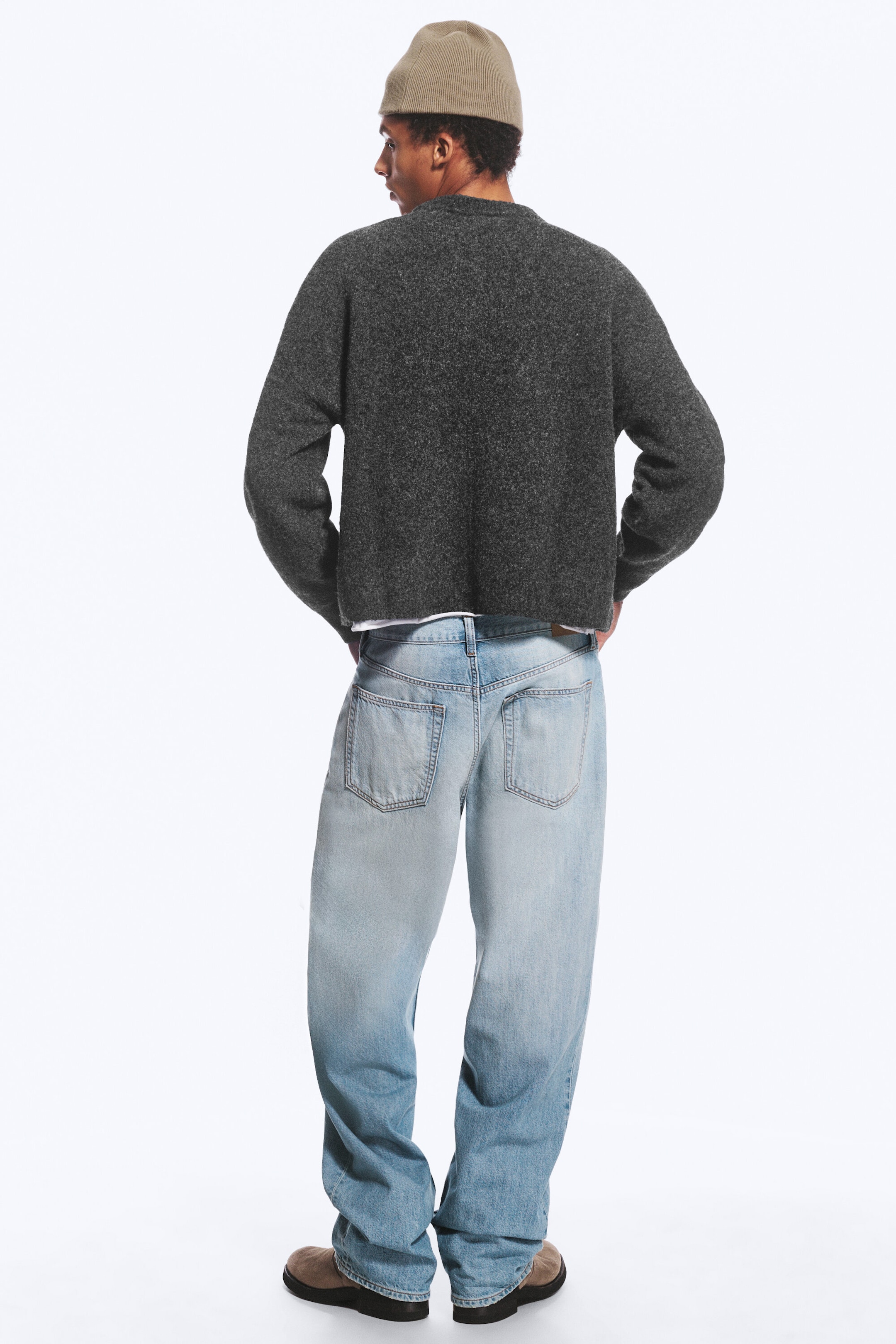 Dark Grey Melange - Relaxed Wool-Blend Crew-Neck Sweater - 4