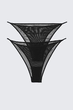 Black - 2-pack Mesh Brazilian Briefs - 0