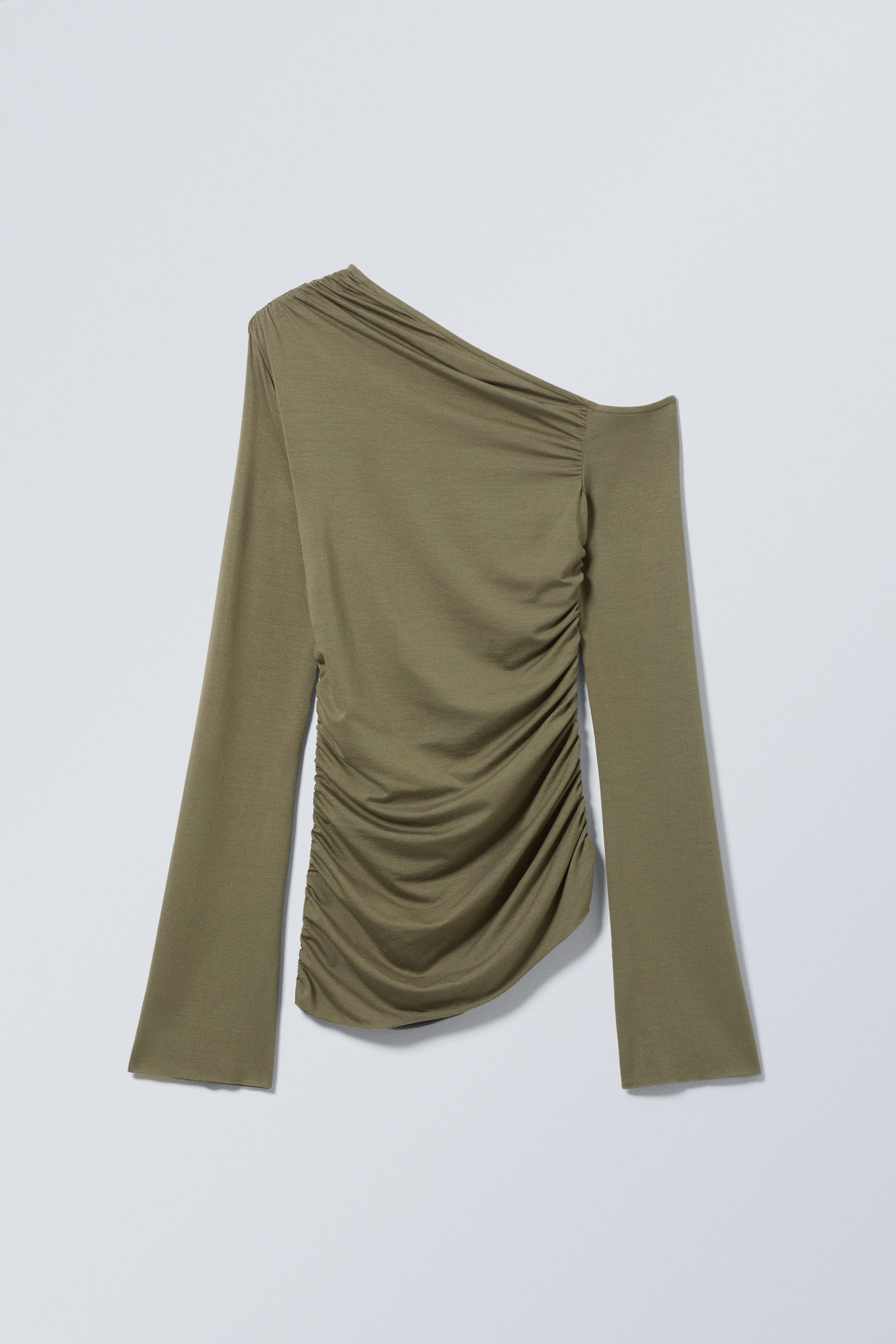 drape asymmetric lyocell top - Dusty Khaki Green | Weekday GB