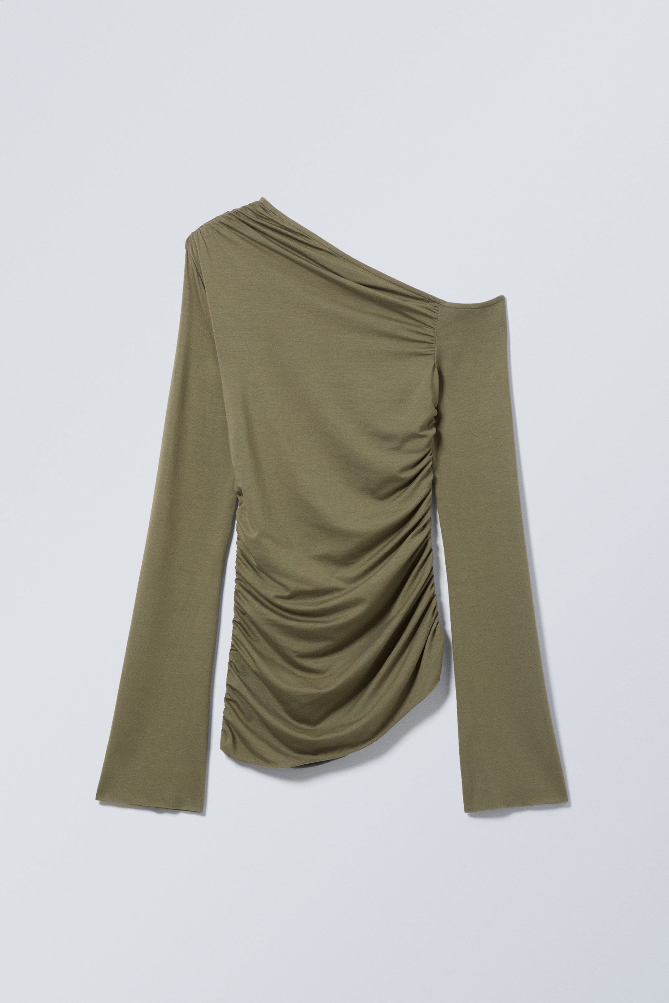 Dusty Khaki Green - Drape Asymmetric Lyocell Top - 0