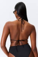 Svart - Strappy Triangel-bikinitopp - 3