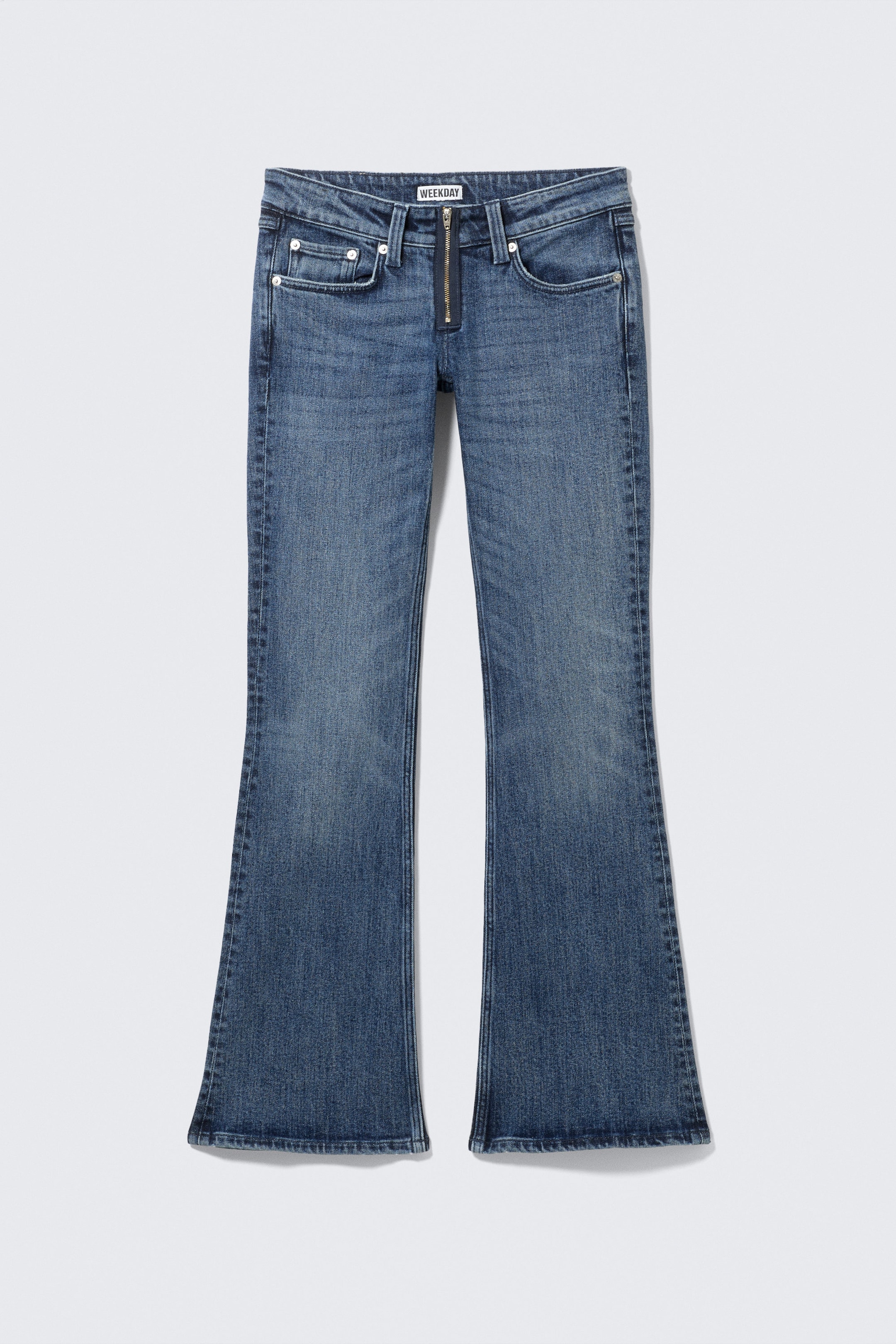 Dusky Blue - Medium Blue - Hour Low Rise Skinny Bootcut Leg Jeans - 5