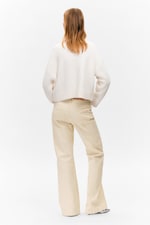 Hellbeige - Niedrig taillierte Bootcut-Hose aus Twill - 3