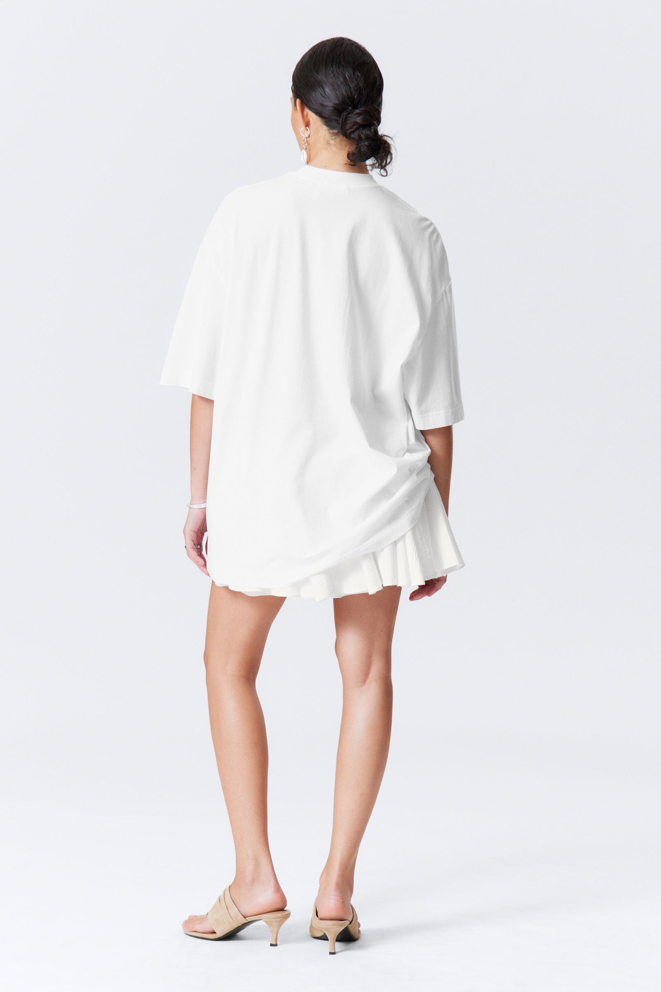 Weiß - Oversized-T-Shirt mit Broderie Anglaise - 3