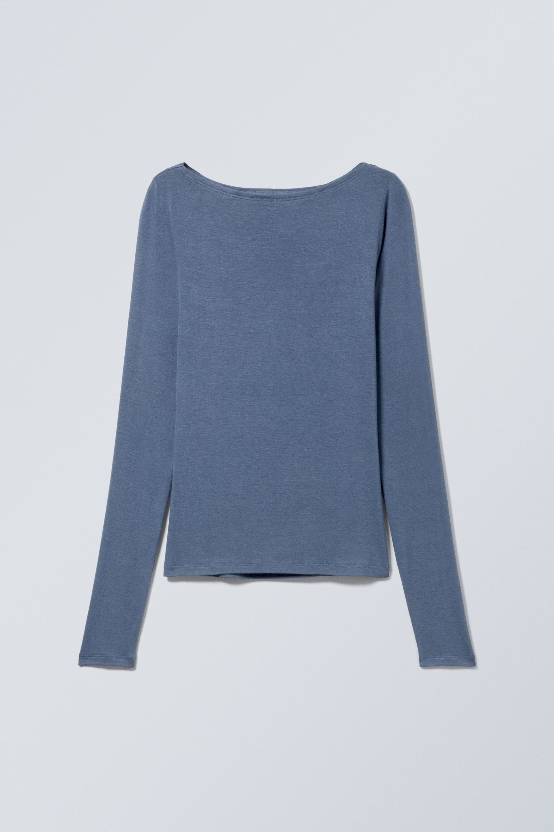 Dunkelblau - Longsleeve mit U-Boot-Ausschnitt - 1