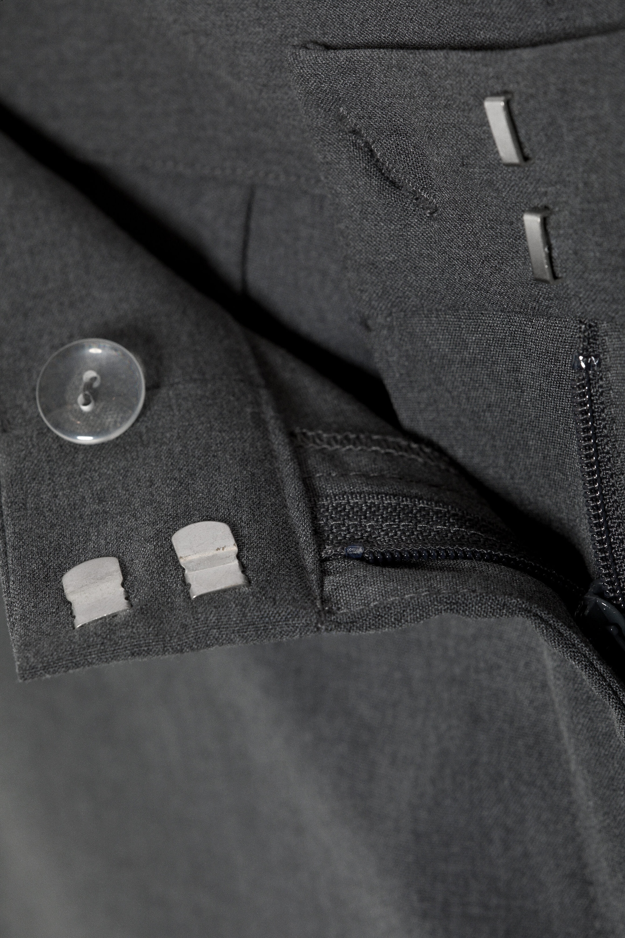 Dark Grey Melange - Low Waist Mini Suiting Shorts - 5