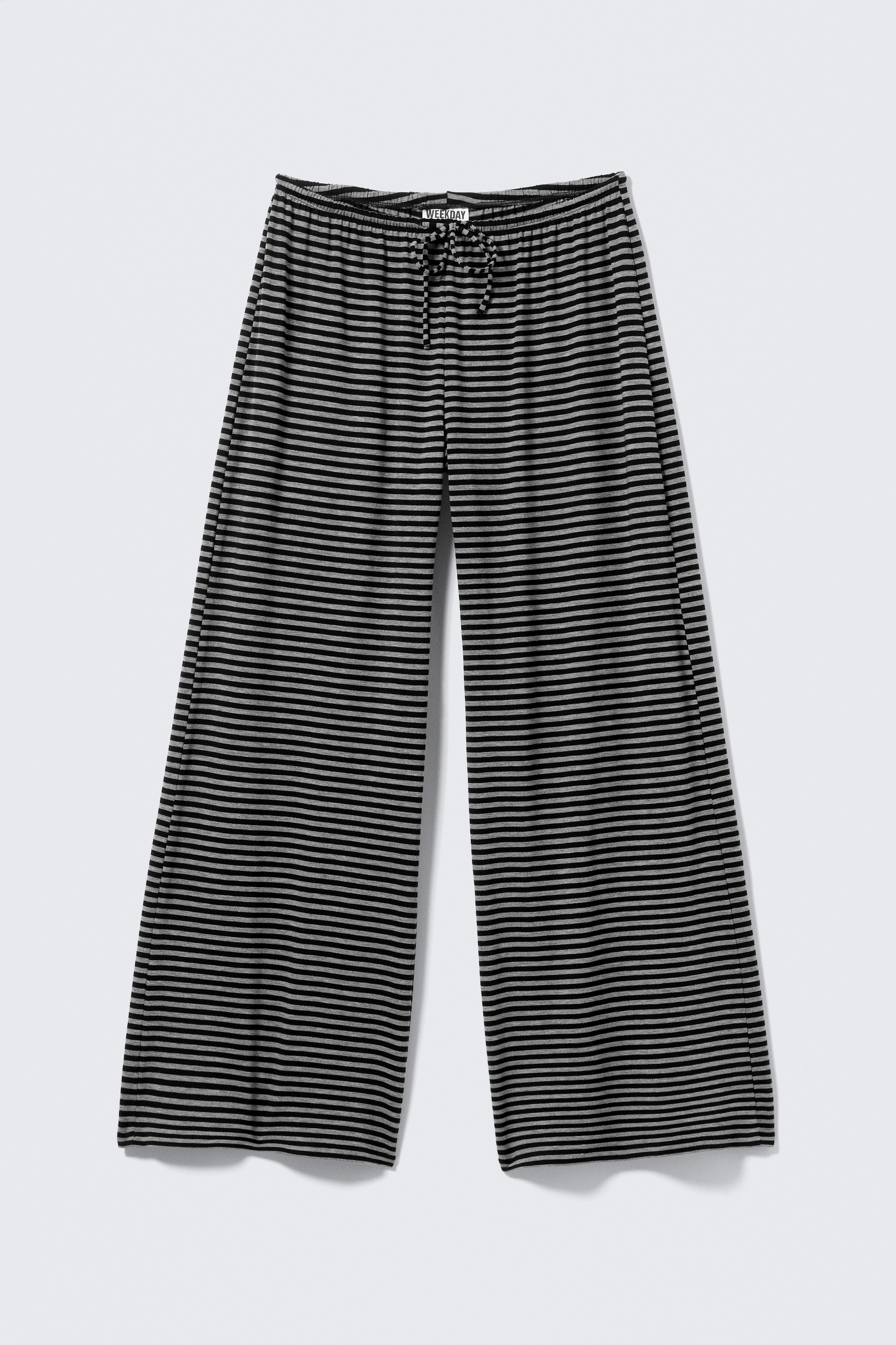 Pantaloni wide leg in Lyocell a vita media - Righe nere e grigie/White - Grey Stripes