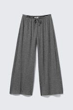 Black & Grey Stripes - Mid Rise Loose Wide Leg Lyocell Trousers - 4