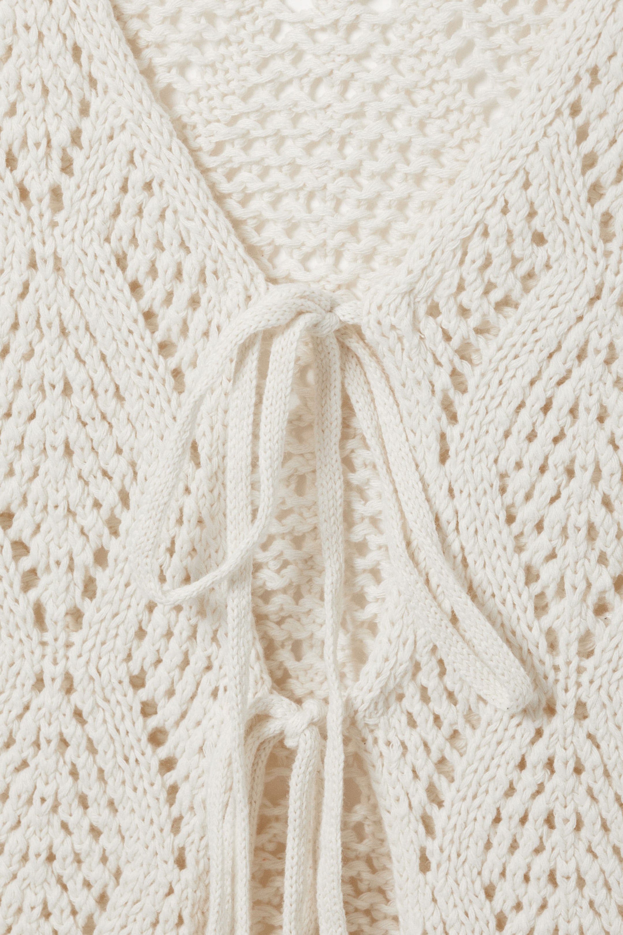 Cream - Crochet Knit Tie Vest - 2