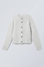 Hellgrau meliert - Strickjacke mit entspannter Passform - 0