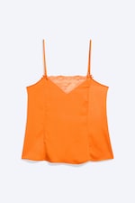 Orange - Satin Lace Top - 4