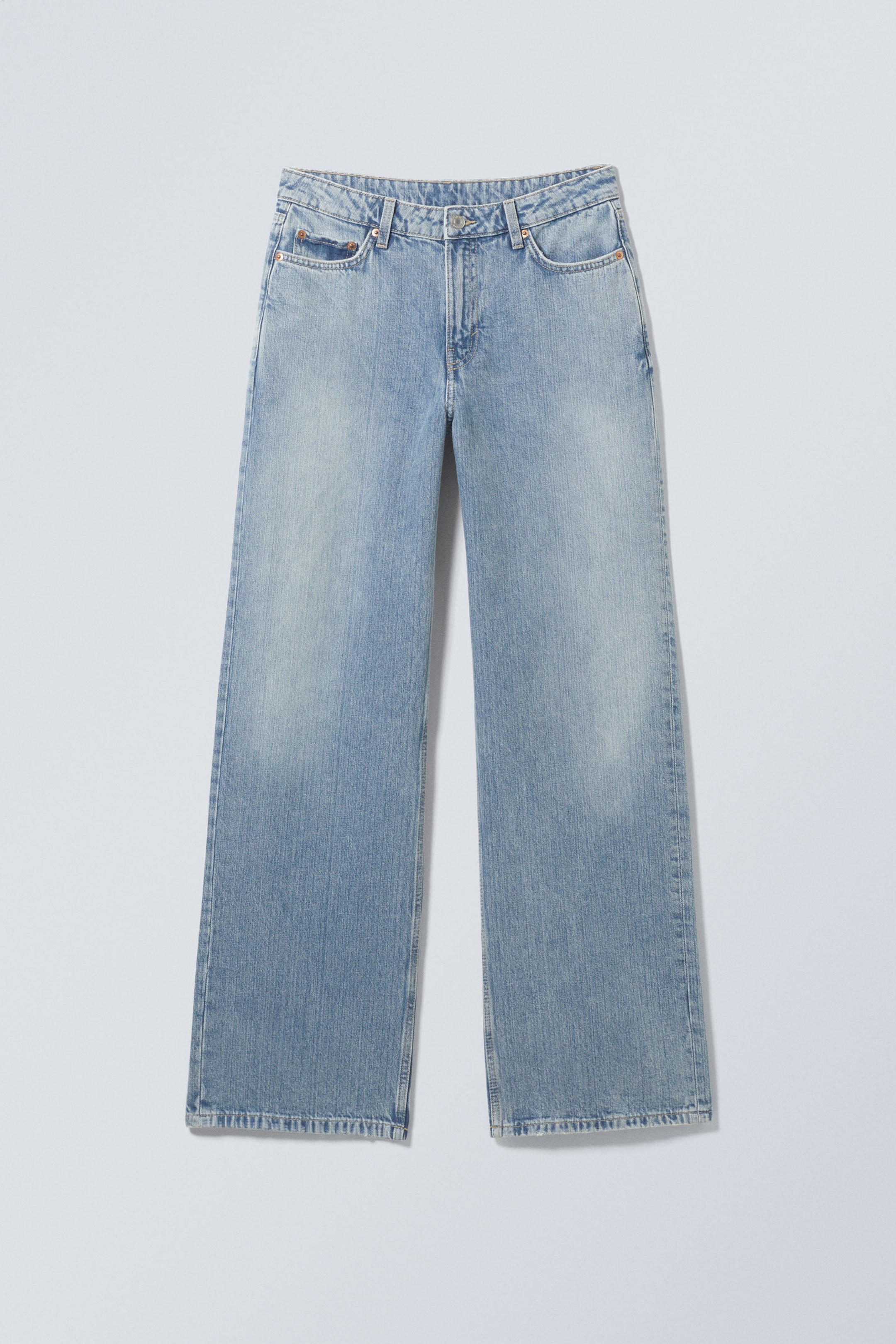 Blue Fade - Mittelblau - Area Mid Rise Loose Wide Leg Jeans - 5