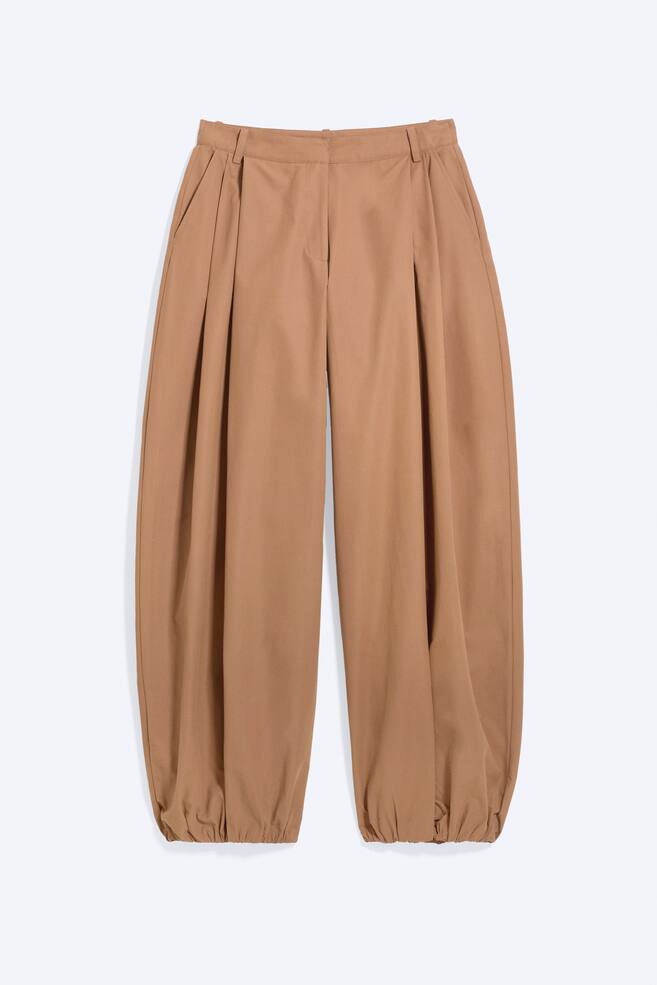 Low-Rise Balloon Trousers - Dusty Brown/Khaki Green - Flower Print/Dark Brown - 1