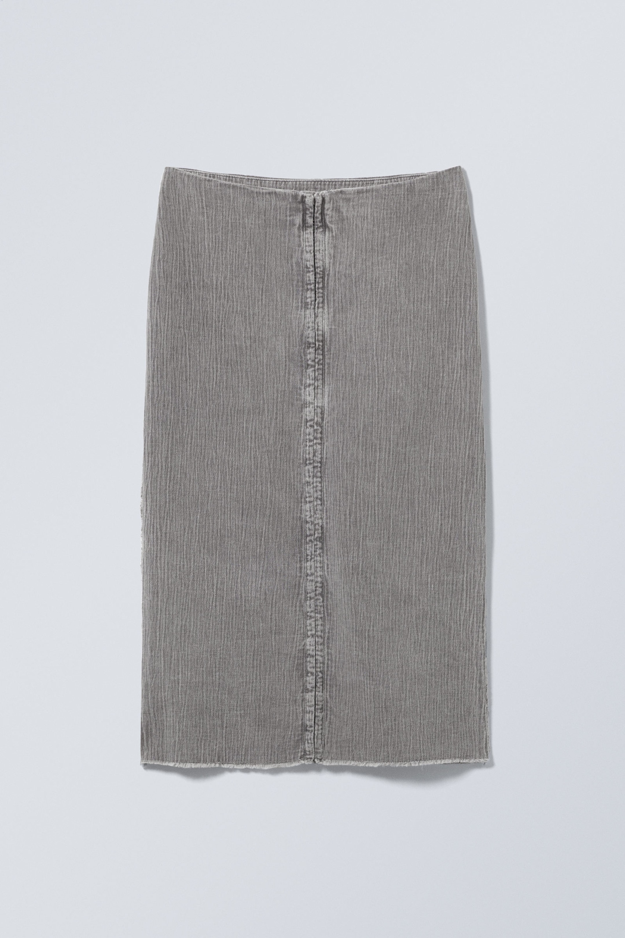 Washed Grey - Slim Midi-length Pencil Skirt - 4