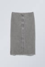 Washed Grey - Slim Midi-length Pencil Skirt - 4