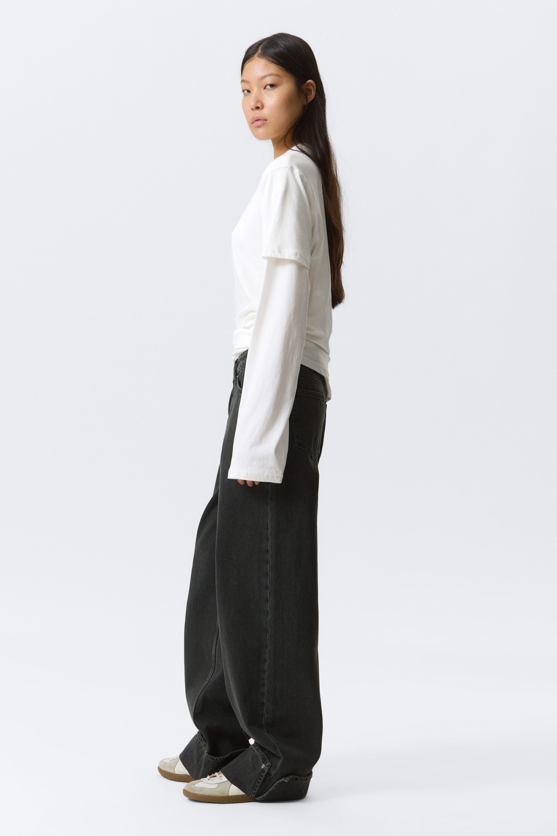 Elegie Black - Noir - Jean ample taille basse à jambes larges et ourlets - 2