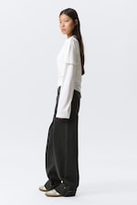 Elegie Black - Noir - Jean ample taille basse à jambes larges et ourlets - 2