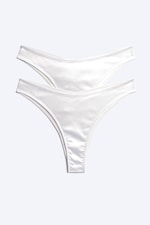 Weißer Satin - 2er-Pack Brazilian Slips - 3