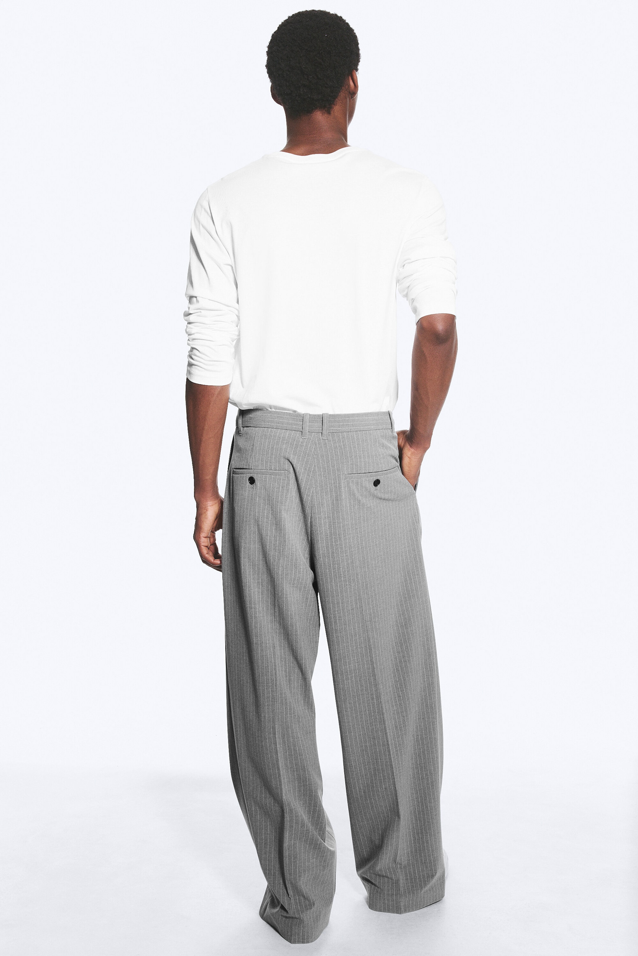 Lys støvet grå - Nate Baggy Fit Plissert Dressbukse - 3