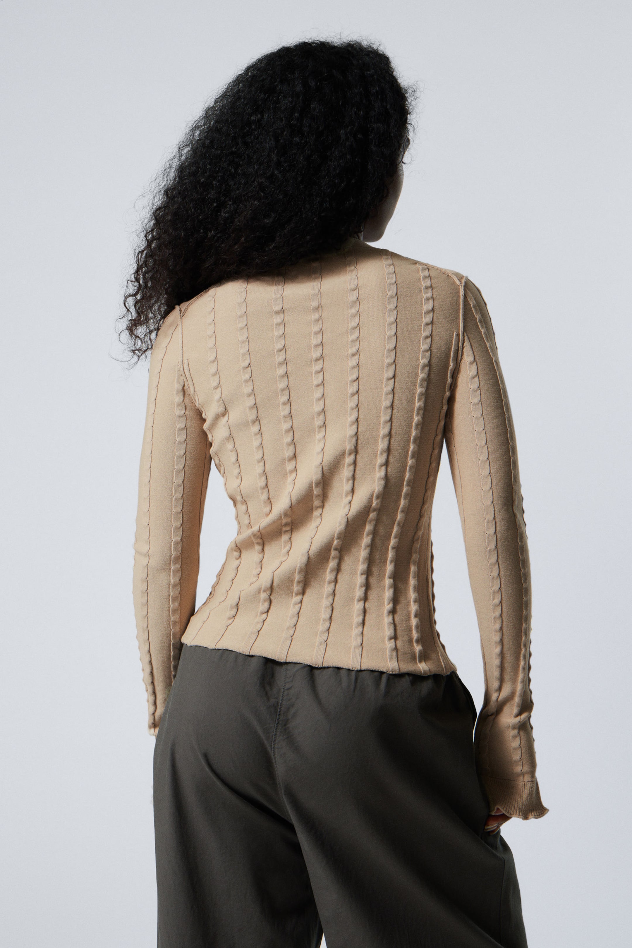 Beige - Gestructureerd vest met rits - 2