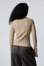 Beige - Gestructureerd vest met rits - 2