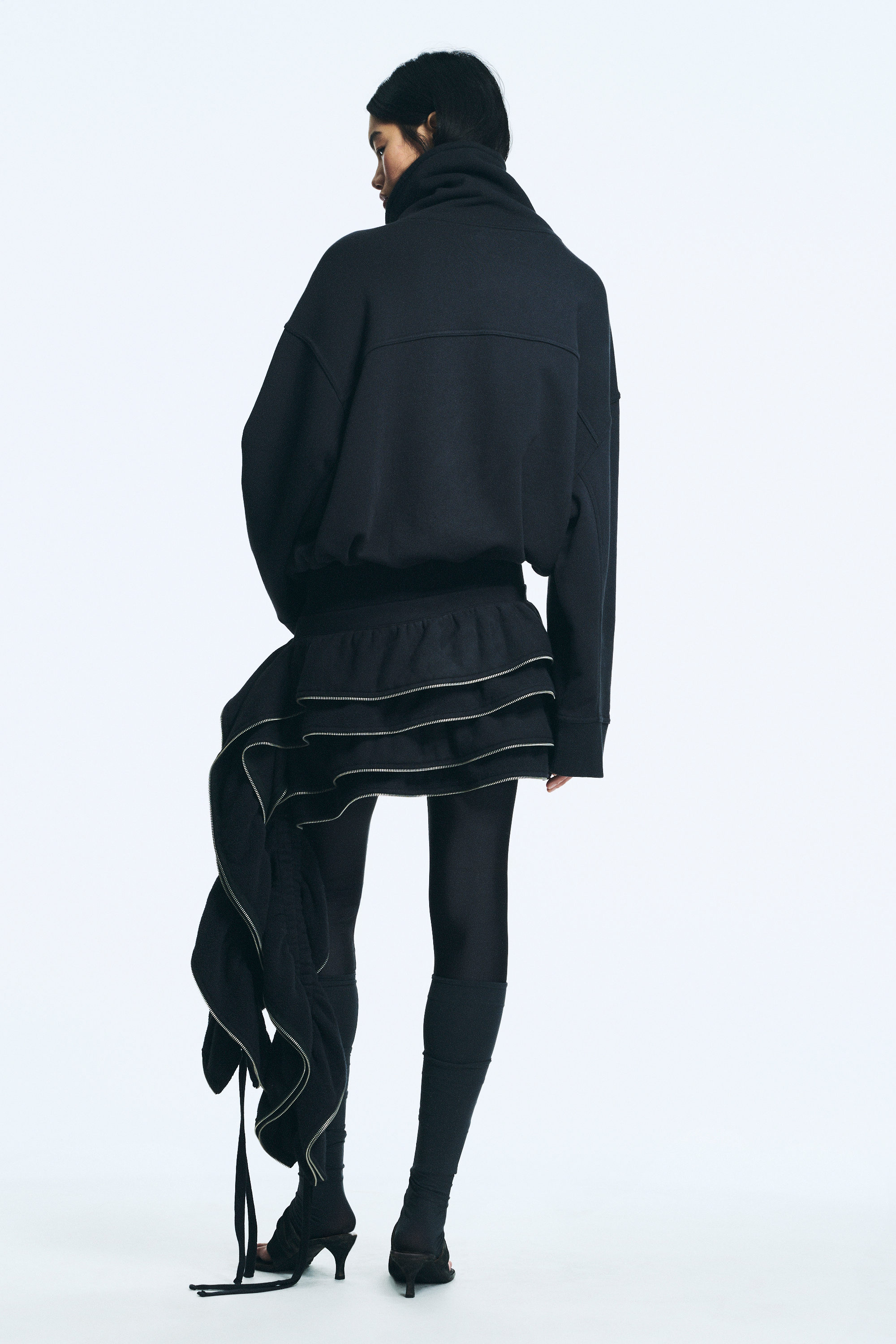 Mörkgrå - Tung minikjol med dragkedjedetaljer - 4