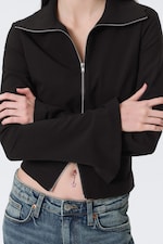 Randig svart - Slim Long-Sleeved Zip Shirt - 2