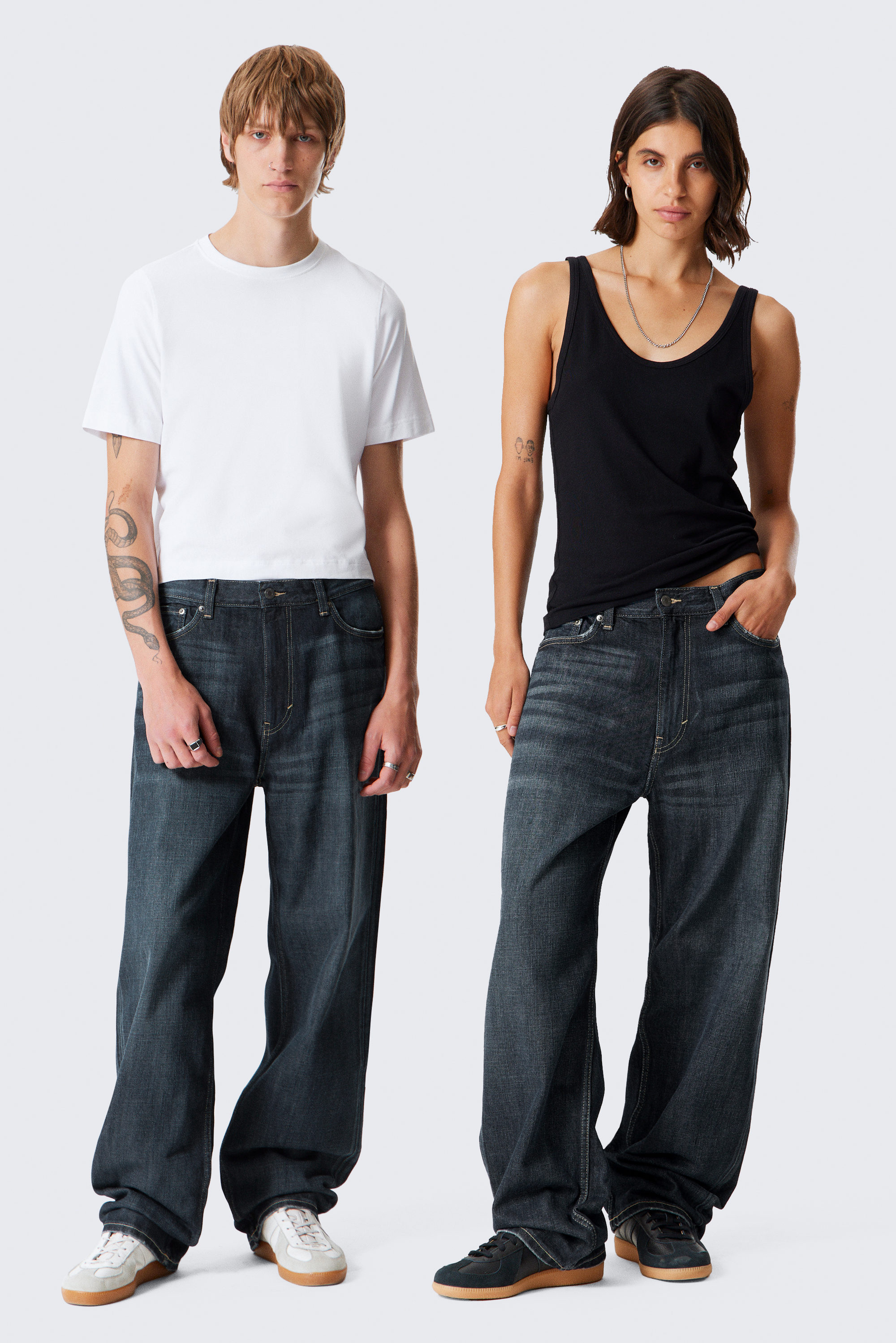 Deep Sea Blue - Dark Blue - Galaxy Loose Straight Leg Jeans - 1