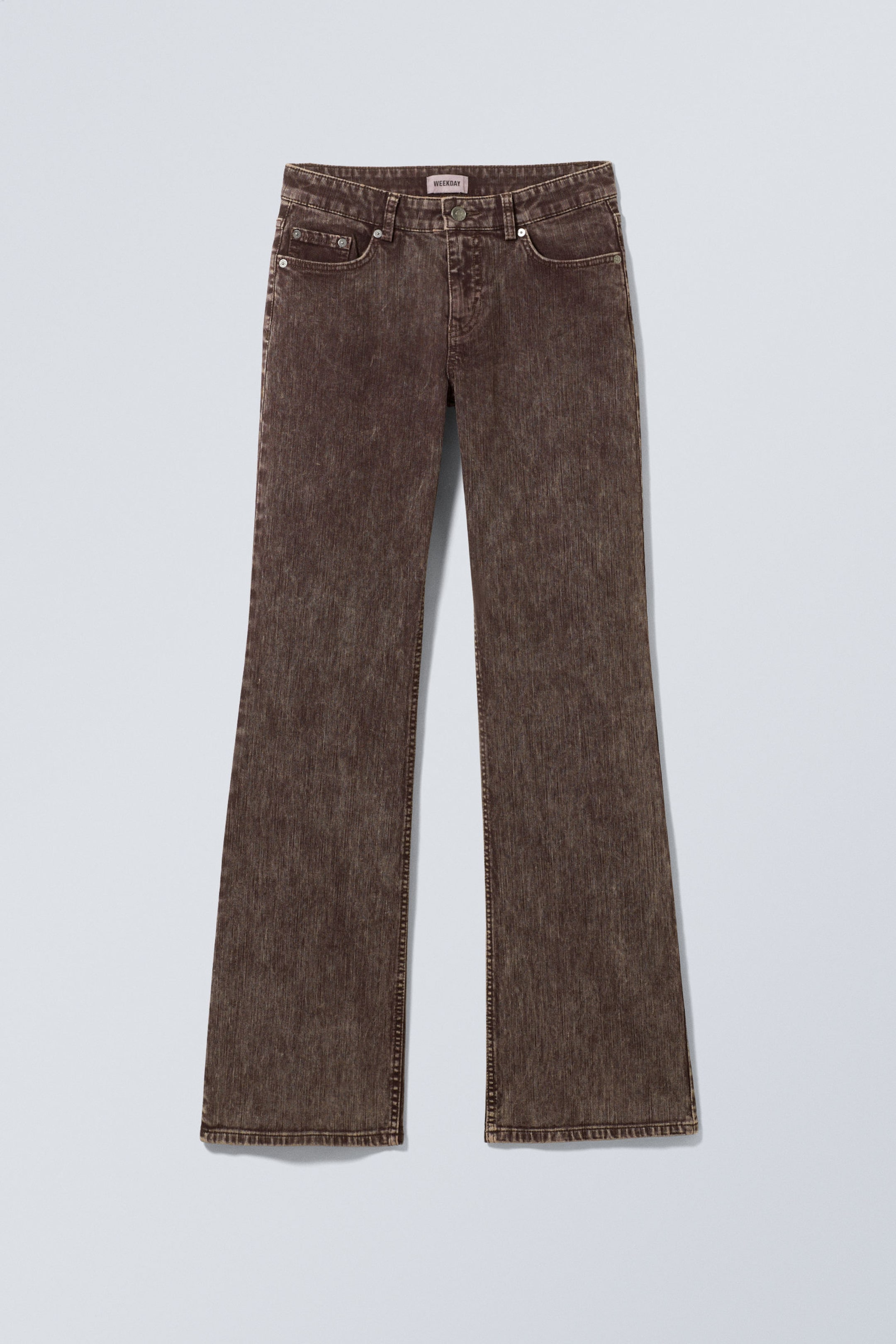 Structured Dark Brown - Low Bootcut Cotton Trousers - 1