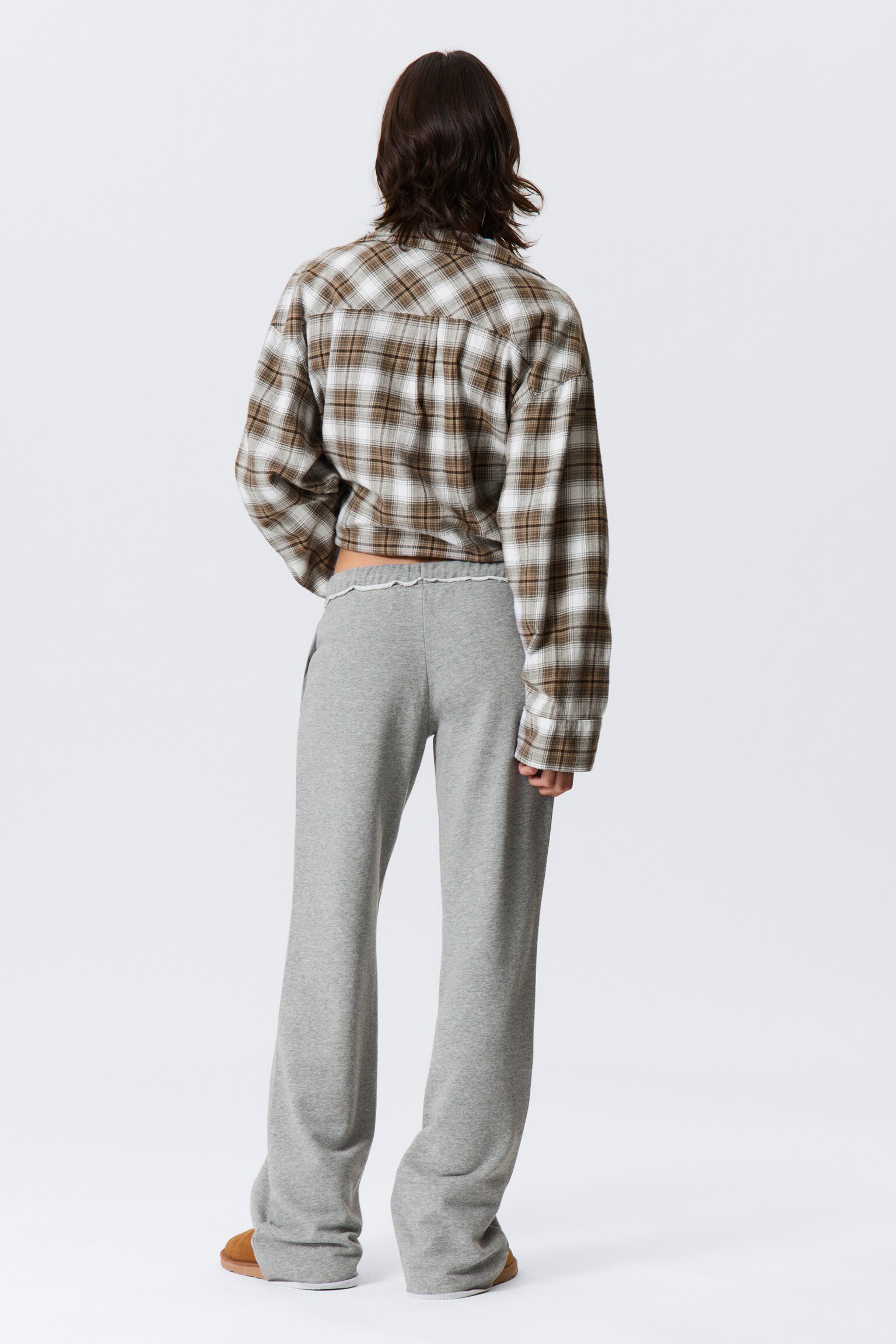 Weite Frottee-Pyjamahose mit mittelhohem Bund - Grau meliert/Dunkelblau - 6