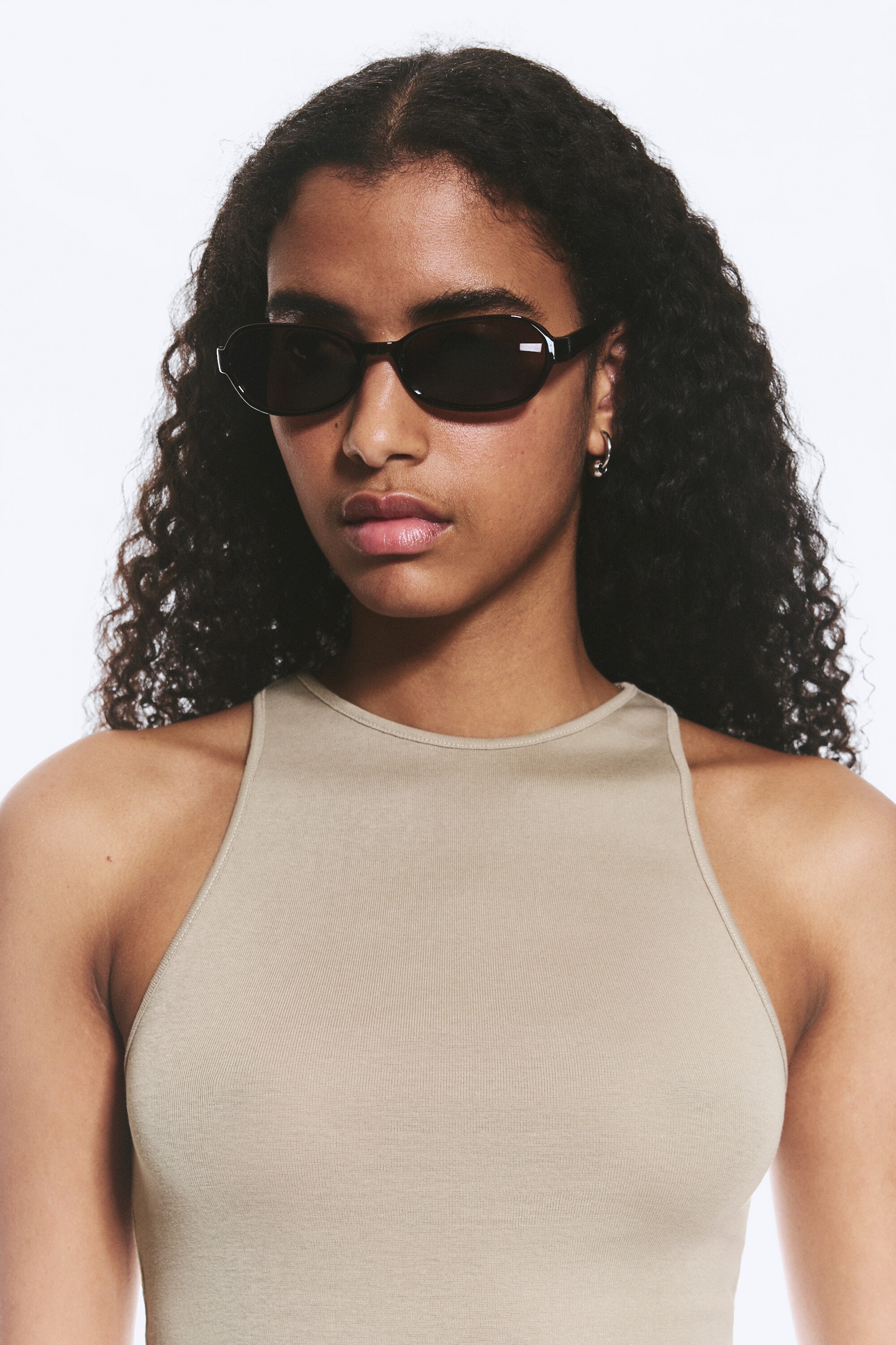 Dark Brown - Brown Lenses - Thin Oval Frame Sunglasses - 0